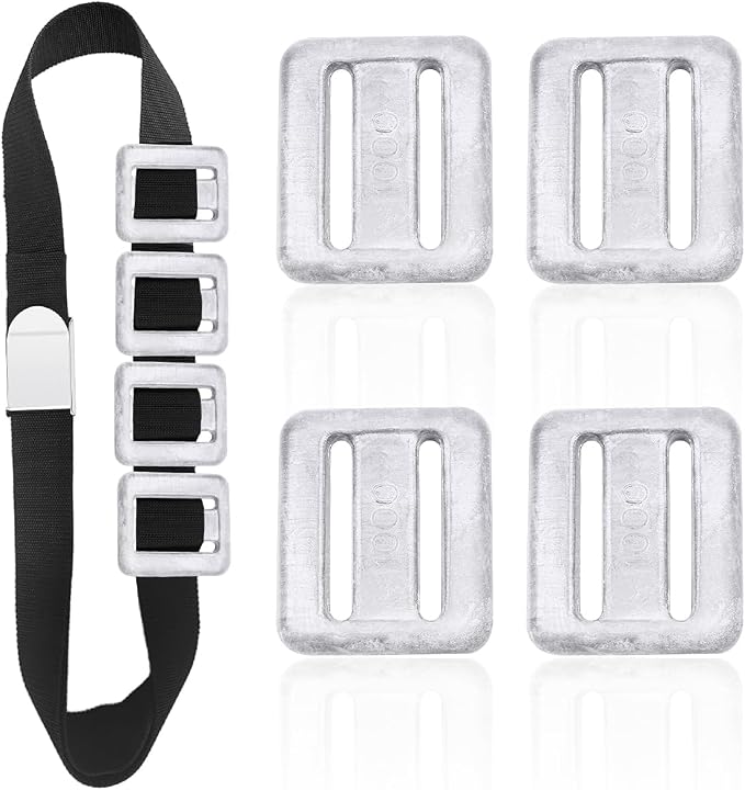 5 Pcs 2.2 lb Scuba Weight Belt Set, Diving Weight Belt with Metal Block Buckle Dive Weights Nylon Dive Belt Suitable for Free Diving