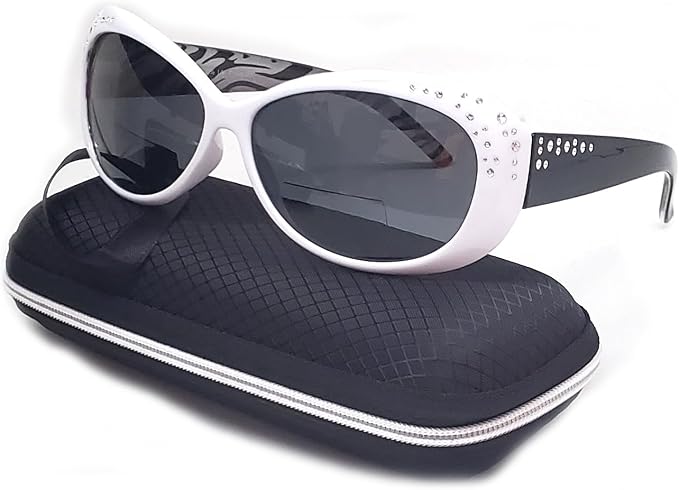 Polarized Bifocal Reading Sunglasses for Women Cat Eyes Outdoor UV400 Sun readers Fishing White Frame