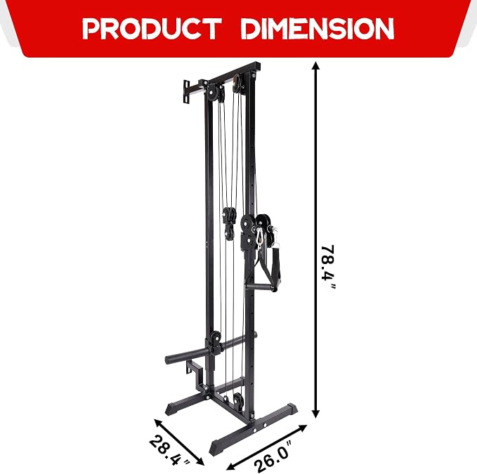 Signature Fitness Fitvids Wall Mount Cable Station with Adjustable Dual Pulley System Pull Down Fitness Station – Sports Training – M300 – Black