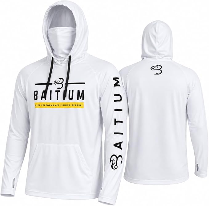 Fishing Shirts for Men,UPF50 Hooded Long Sleeve with Gaiter, Sun Protection Dry Fit Apparel, Face Mask, Fishing Clothes