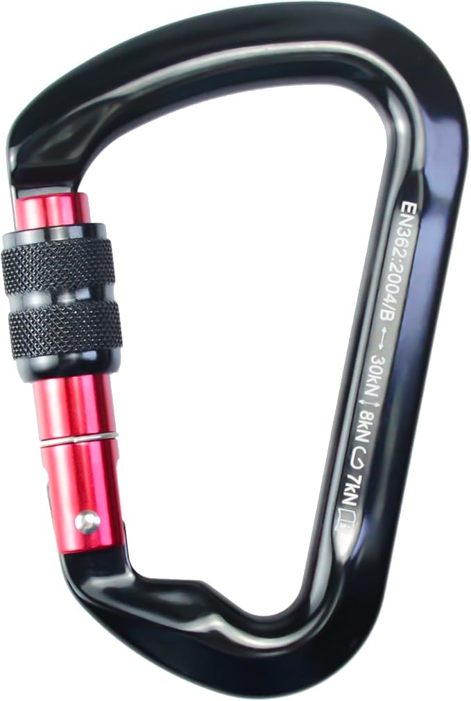 SEPEAK UIAA 30kN Locking Climbing Carabiner, Professional Heavy Duty Screwgate Clip for Outdoor Climbing, Mountaineering, Rappelling, Camping, Hiking, Swing,Large D Carabiner Hook/6744lb
