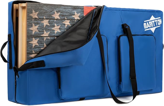 Cornhole Carrying Case Fits 4' x 2' Regulation Size Board with Protective Padded Foam and Two large pockets for Cornhole bags.
