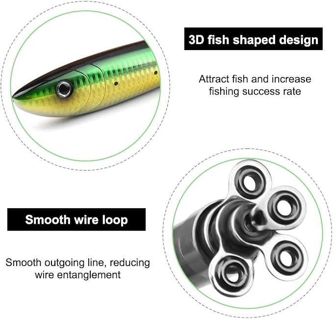 Pocket Fishing Rod, Fish-Shaped Pen Fishing Pole Lightweight Telescopic Fish Rod with Reel & Line for Saltwater Freshwater