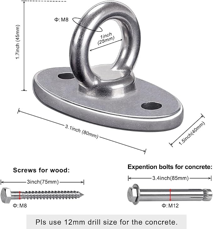 BeneLabel Wall Ceiling Mount Bracket for Suspension Strap Trainer, 2800lb Capacity, Body Weight Strength Training Systems, Aerial Yoga Swing, Resistance Band,Hammock,Battle Rope, Boxing Equipment
