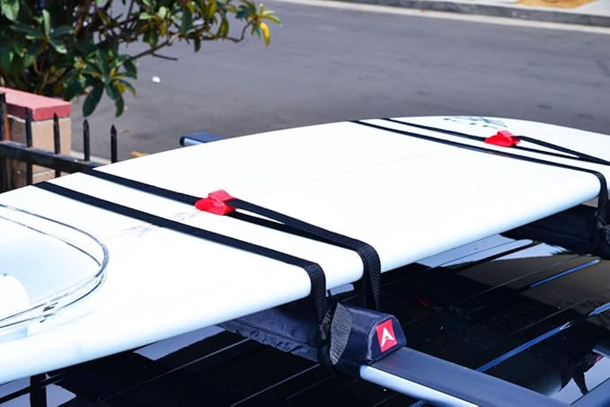 Allen Sports 24 inch Aero Roof Rack Pads with 8 ft Straps Set for Surfboards SUP Snowboard, Model 7010SU
