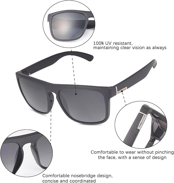 YIMI Polarized Bifocal Reading Glasses UV Protection Outdoor Sun Readers Computer Anti Blue Light Glare Glasses for Men Women