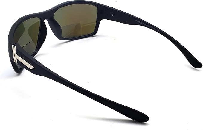 Polarized Bifocal Sunglasses Reading Glasses for Men Women Sports Wrap Silver Mirror Black Fishing Driving