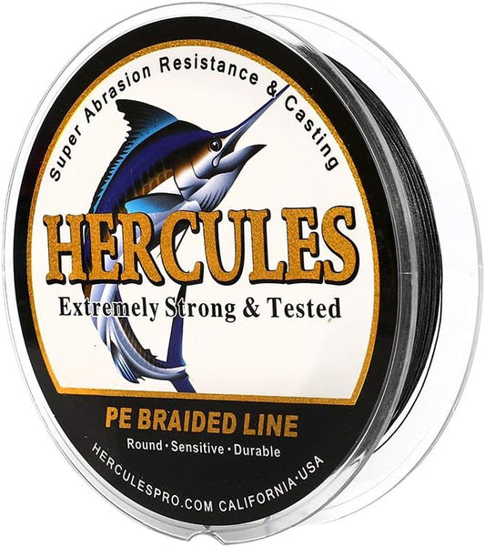 HERCULES Cost-Effective Super Cast 8 Strands Braided Fishing Line 10LB to 300LB Test for Salt-Water,109/328/547/1094 Yards(100M/300M/500M/1000M),Diam.#0.12MM-1.2MM,Hi-Grade Performance,Variety Colors