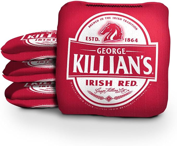 Slick Woody's Official Brand Beer + American Flag Cornhole Bags – Resin-Filled Tournament Performance with Dual Sided Professional Use Fabric- Set of 4