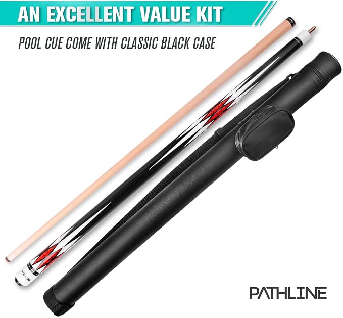 PLN Pool Cue Kit - 58 inch Canadian Maple Billiard Pool Stick and Hard Case