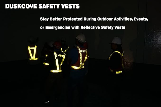 DUSKCOVE 10 Pack Hi Vis Safety Vests - Adjustable Bright Neon Color High Visibility Reflective Safety Straps Gear for Traffic Control, Running, Cycling