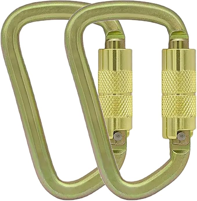 Auto Locking Carabiner 30KN=6500lbs Heavy Duty Large Clip Climbing Carabiner Twist Lock Carabiners for Rock Climbing, Camping, Gym,Rescue (CE Rated,D Shape)