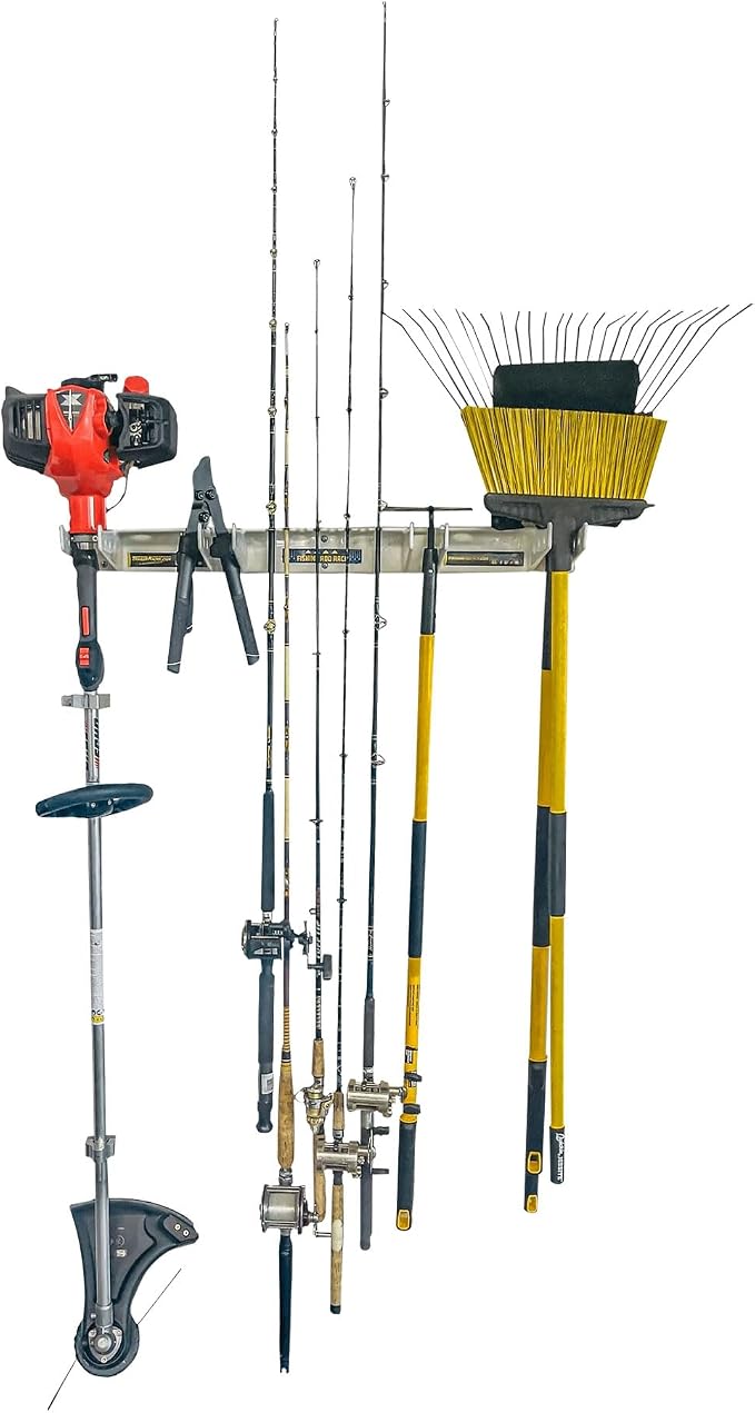 Piranha Vinyl Coated Steel Garage Organizer with Wood Tapping Screws for Hand Tools, Fishing Rods, and Trimmers, White