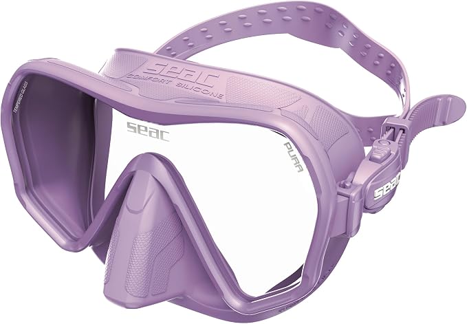 SEAC Pura – Frameless Single-Lens Silicone Diving Mask | Antifog Low Volume Mask for Diving and Snorkeling with 3D Buckle