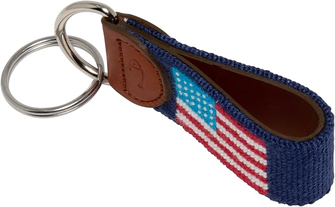 Leather Hand-Stitched Needlepoint Key Fob or Key Chain