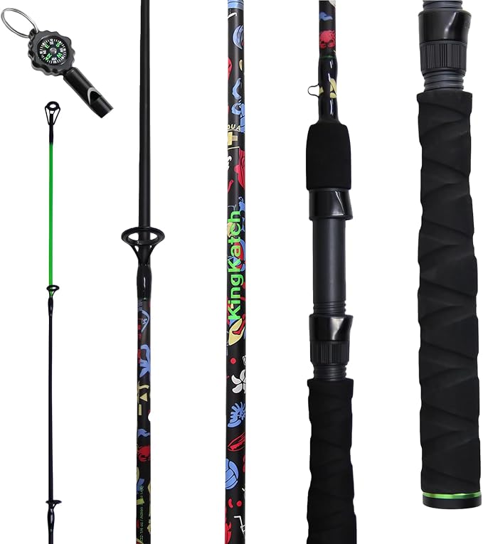 5’6" Ultra-Light Spinning Fishing Rod, Threaded Grip Gun Handle, Durable Composite Graphite & Glass Blank, Ceramic Line Guides, Sensitive Strike Detection for Freshwater & Inshore