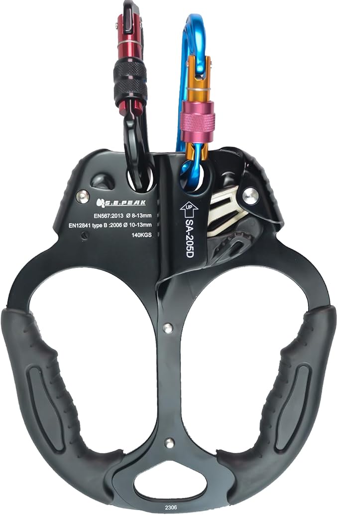 UIAA & CE Certified Climbing Rappelling Equip Hand Ascender Left Right Hand for 8-13mm Rope 4kN