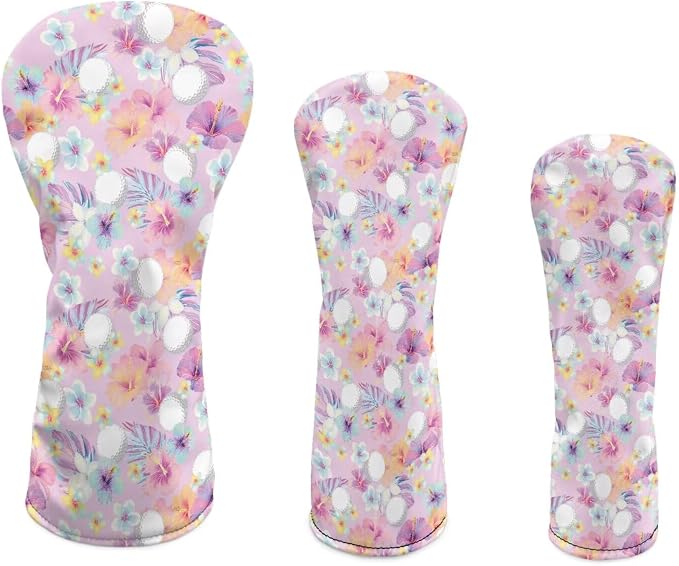 Rnyleeg Golf Club Head Covers for Women Driver Head Cover Leather Fairway Wood Headcover Hybrid Headcovers for Golf Clubs