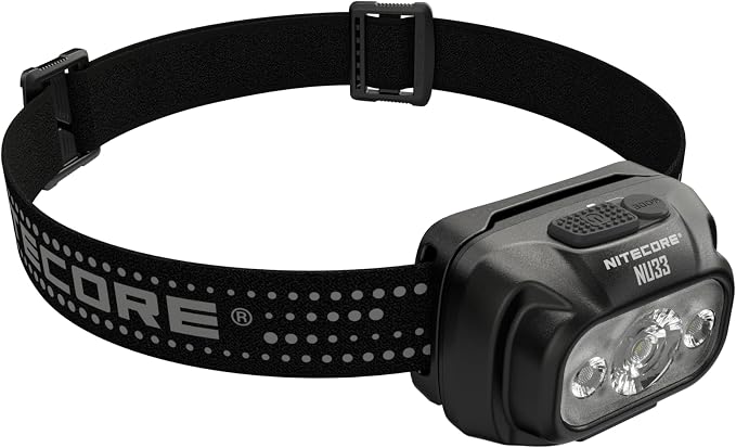 Nitecore NU33 700 Lumen Camping Headlamp, USB-C Rechargeable, Lightweight with White, Red, and Reading LEDs Sticker