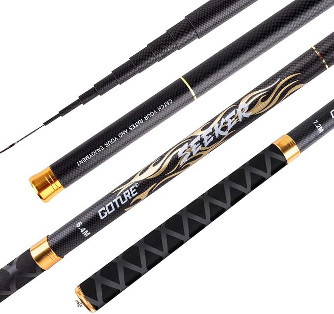 Goture Telescopic Tenkara Fishing RodPortable Hand Fishing Poles 12-24Ft | Reinforced ultralight blank resists cracking on hard runs; ideal all-round length for stream, pond & lake bank fishing