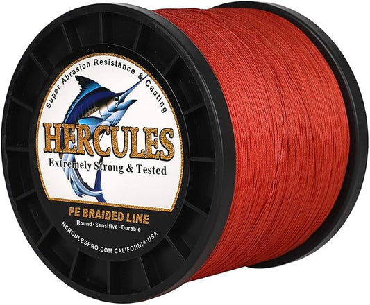 HERCULES Cost-Effective Super Cast 8 Strands Braided Fishing Line 10LB to 300LB Test for Salt-Water,109/328/547/1094 Yards(100M/300M/500M/1000M),Diam.#0.12MM-1.2MM,Hi-Grade Performance,Variety Colors