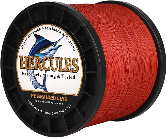 HERCULES Cost-Effective Super Cast 8 Strands Braided Fishing Line 10LB to 300LB Test for Salt-Water,109/328/547/1094 Yards(100M/300M/500M/1000M),Diam.#0.12MM-1.2MM,Hi-Grade Performance,Variety Colors
