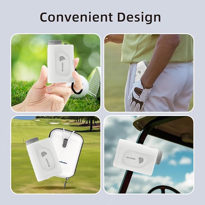 REVASRI Golf Range Finder with Magnet, Slope, Flag Lock Vibraiton, Measure in Y/F/M, Upgraded Clarity, 1000 Yards Rangefinder with Rechargeable USB-C