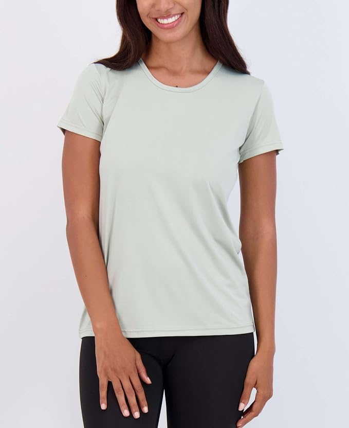 Real Essentials 5 Pack: Women's Short Sleeve T-Shirts Workout Tops Fitness Pilates Gym Activewear Athletic (Plus Available)