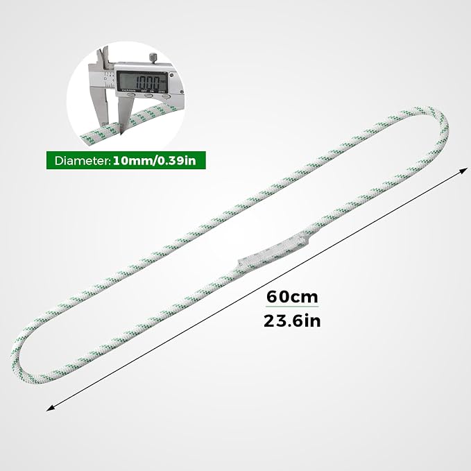 10mm Nylon Prusik Cord Pre-Sewn 24in Prusik Loop，22kN (4950lb) Sewn Eye-to-Eye Utility Cord for Arborist Tree Work, Rescue, Rappelling & Aerial Operations
