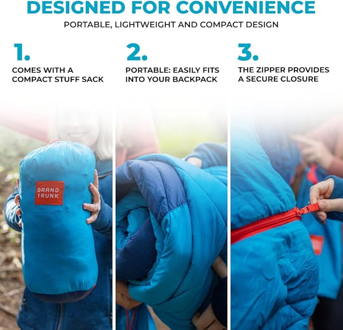 GRAND TRUNK 360° ThermaQuilt 3-in-1 Hammock Underquilt | Converts to Sleeping Bag or Blanket | 40°F Rated, Lightweight Insulated Camping Quilt | Blue/Navy