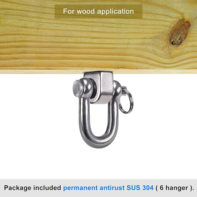 SELEWARE 6 Pack Swing Hangers Swing Set Hooks Stainless Steel Hammock Hooks for Porch Swing, Hammock Chair, Heavy Bag, Yoga Silk, Suspension Straps, Gymnastics Rings