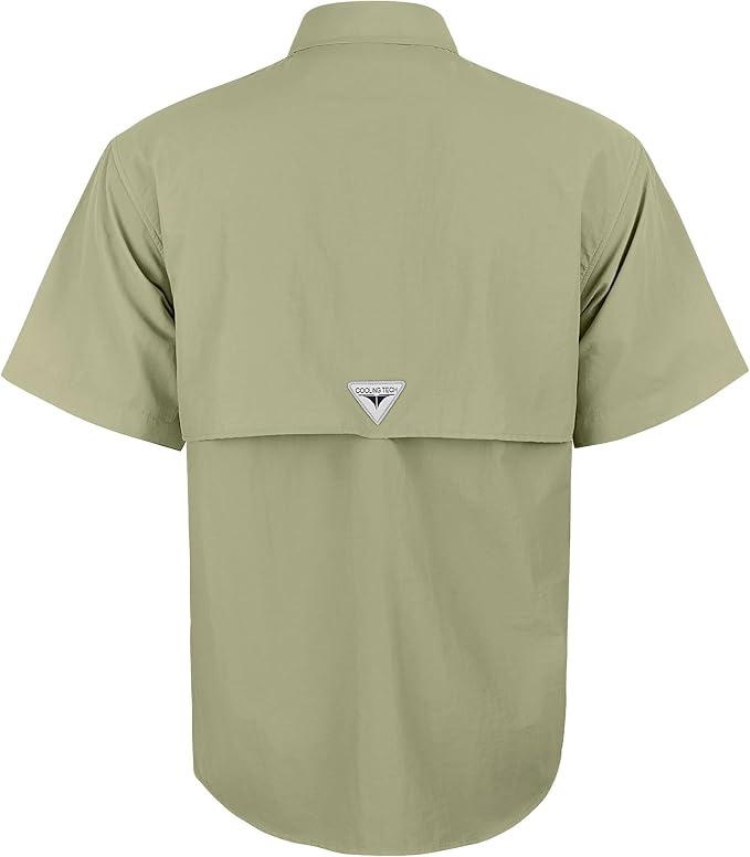 Alimens & Gentle Short Sleeve Fishing Shirt Wicking Fabric Sun Protection Casual Button Down Shirts