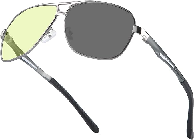 Polarized Photochromic Sports Sunglasses for Men UV-Protection Day & Night Driving Glasses - Al-Mg Metal Ultralight
