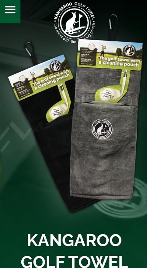 The Original Kangaroo Golf Towel – Premium French Terry Golf Towel with Built-in Cleaning Pouch, Super Absorbent & Quick Dry (Gray)