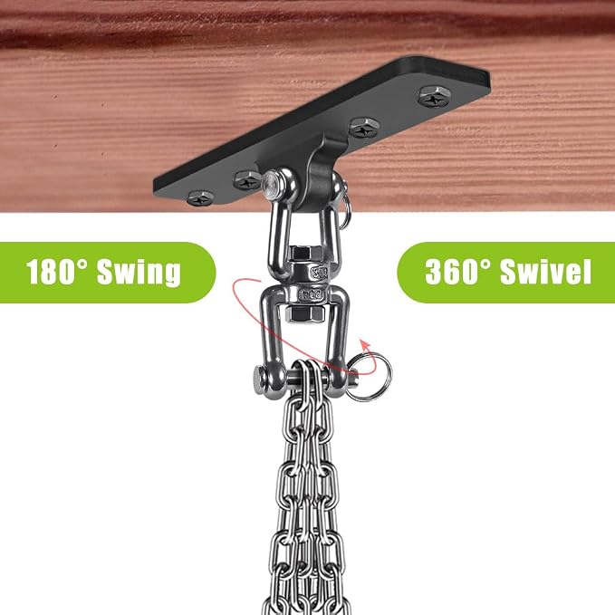 Dolibest Heavy Duty Swing Hanger, Ceiling Mount Swivel Hook, 360° Rotation Wood Beam Holder Body Weight Strength Training Systems, Aerial Yoga Swing & Hammock, Resistance Band for Wooden Sets