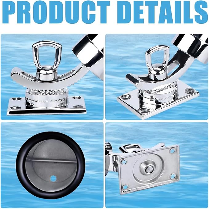 Made Set of 2 Fishing Rod Holder, 316 Stainless Steel Adjustable Fishing Pole Holder, Marine Deck Mount Trolling Rod Holder for Boat Ship Yacht