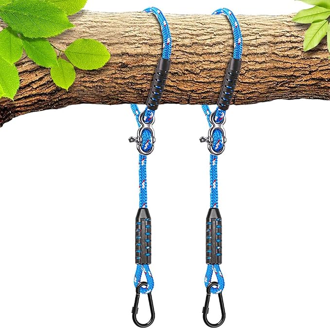 SELEWARE Tree Swing Rope Hammock Tree Straps Hanging Kit, Adjustable Rope Fast & Easy to Hang Hammock Chair Swing for Indoor Outdoor Tree Branch Camping Playground Accessories (Blue, 10ft, 2 Pack)