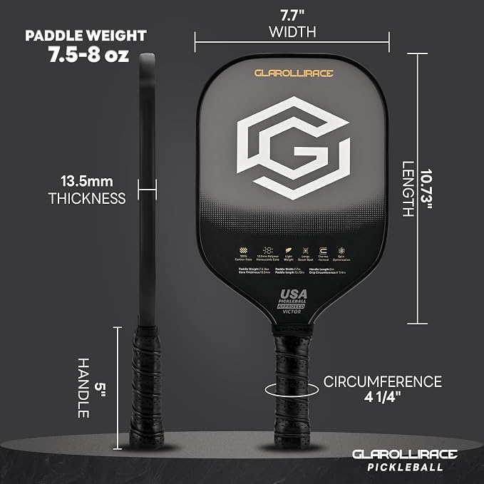 Pickleball Paddles Set of 2 | 4 Pickleball Rackets, USAPA Approved Pickleball Set, Fiberglass | Carbon Fiber Surface & 13 mm PP Honeycomb Core,4 Indoor & Outdoor Pickle Balls