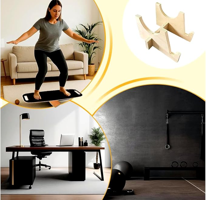 Balance Board trainer for Adults Kids，Hockey snowboard wobble board，450Lbs remarkable core trainer made of wood/Less Plastic