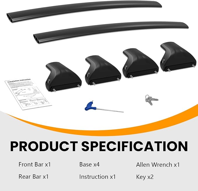 300lbs Lockable Roof Rack Cross Bars Compatible with Cadillac XT5 2017 2018 2019 2020 2021 2022 2023 2024 2025 2026, Aluminum Roof Crossbar for Rooftop Cargo Carrier Kayak Bike Snowboard