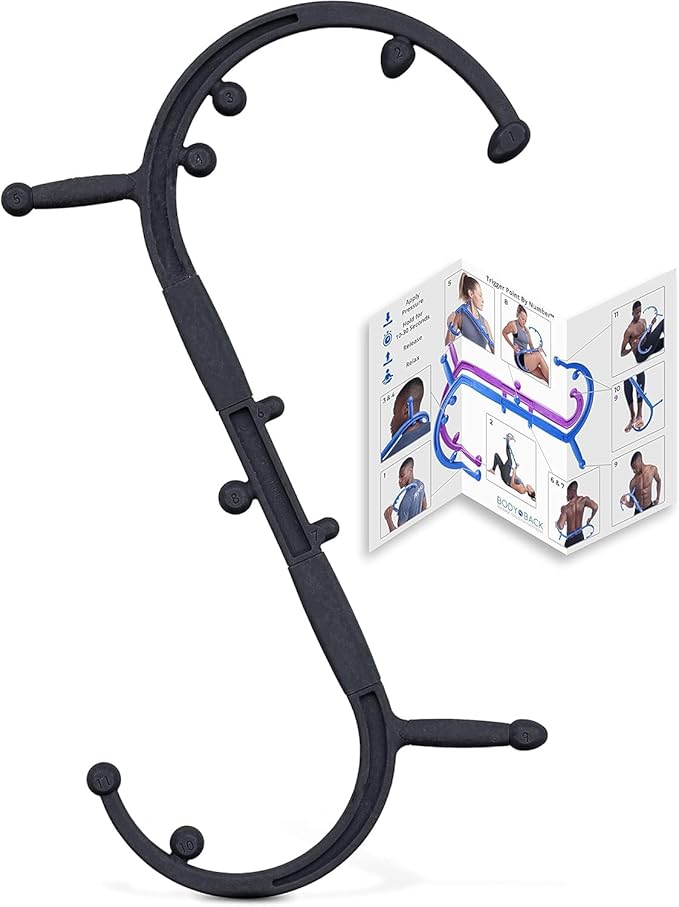 Body Back Buddy Elite Black FSA Eligible Neck Massager for Pain Relief Deep Tissue Back Therapy Tool Therapeutic Trigger Point Hook for Muscle Knot & Myofascial Release Shoulder Pressure Point Relief