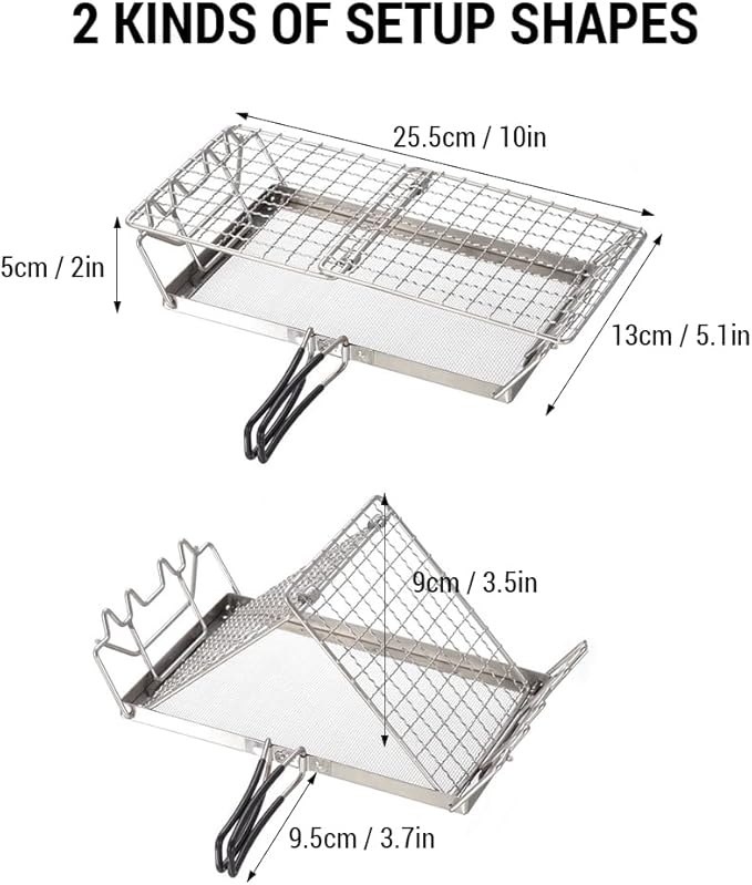 Camping Toaster Folding Camp Stove Toaster Stainless Steel Bread Toaster Rack for Camping Backpacking Picnic