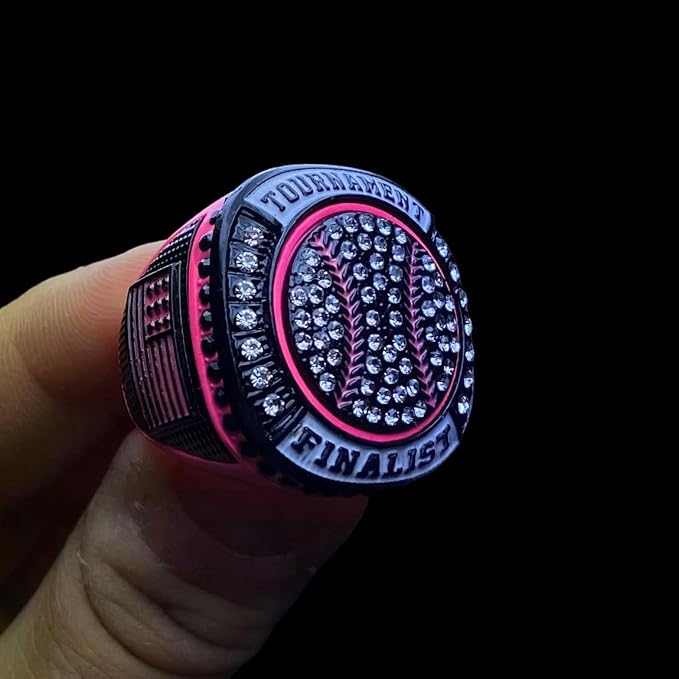 Legacy Rings 1 or 12 Pack Bright Pink Softball Baseball Championship Trophy Ring Women's Award for Tournament Champion or Finalist