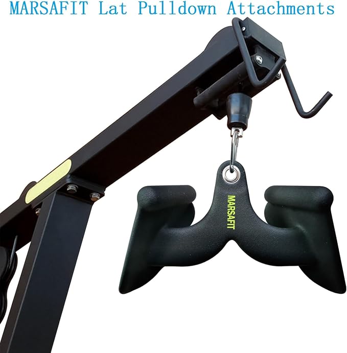 MARSAFIT Home Gym Fitness Rowing T-bar V-bar Pulley Cable Machine Attachment, Bicep Curl Tricep LAT pulldown Bar Back Strength Training Handle Grips LAT Pull Down Bar for Seat Row Workout