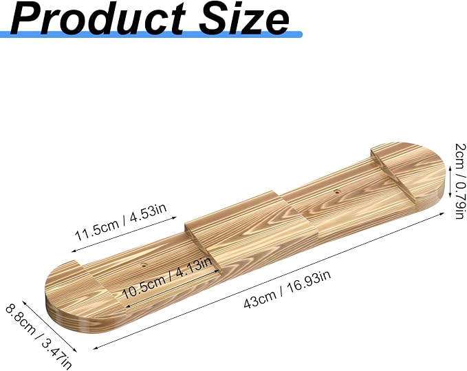 Wooden Ski & Snowboard Wall Mount Horizontal, Skateboard Wall Rack with Screws, Snowboard Display Stand, Indoor Snowboard Storage for Room, Garage (1, charcoal color)