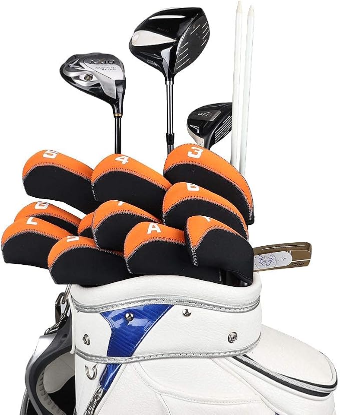 Craftsman Golf Orange Headcover 11pcs/Set Neoprene Iron Headcover+ Red Blade Putter Head Cover
