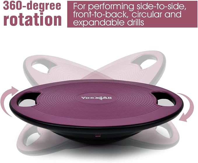 Yes4All Wobble Balance Board, Plastic Stability Trainer with Handles for Standing Desk, Core Training & Home Gym Workout