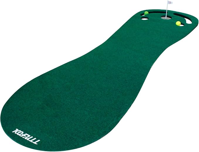 KOFULL Putting Green Mats Set - Indoor/Outdoor Golf Putting Practice or Golf Game with 78" x 24" Putting Mat, Adjustable Putter, 3 Balls, Training Aid Cup & Flags