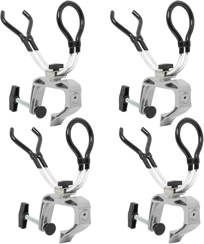 NovelBee 4 Pack of Aluminum Alloy Boat Rods Holder with Clamp Adjustable Up and Down and 360 Degree Rotatable Fishing Rod Racks