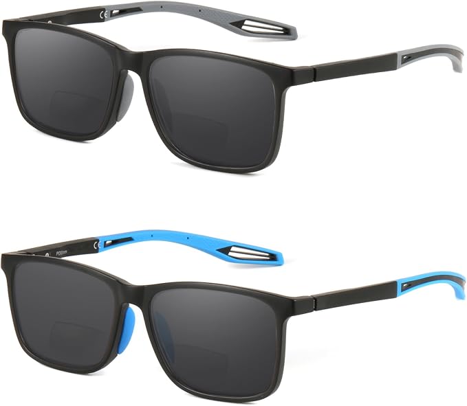 Missfive Premium Bifocal Reading Sunglasses Men Lightweight Sun Readers, UV Protection, TR90 Frame with Metal Spring Hinge Sports/Driving Glasses,1.5x